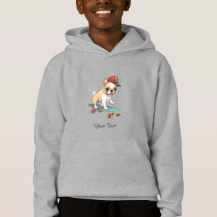 Watercolor Fransk Bulldog Kids Pullover Hoodie T Shirt