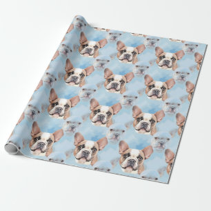 Watercolor Fransk Bulldog Mönster Presentpapper