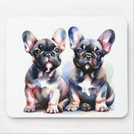 Watercolor Fransk Bulldog söta valpar Musmatta