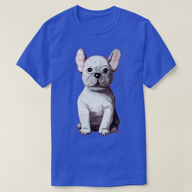 Watercolor Fransk Bulldog T Shirt (Design framsida)