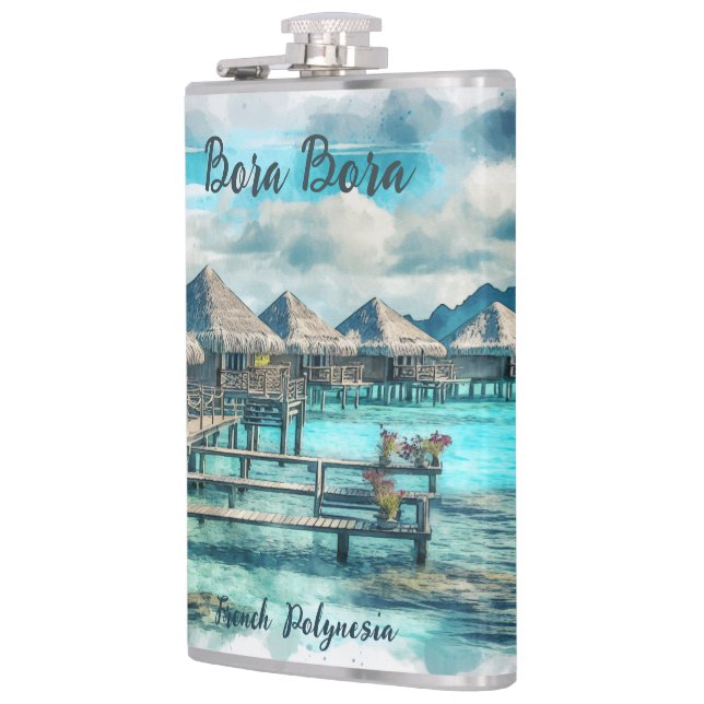 Watercolor Fransk Polynesia Bora Bora Serenity | Fickplunta (Vänster)