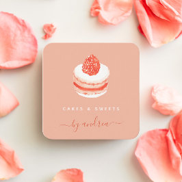 Watercolor Fransk Sweet Cake QR Code Social Media Fyrkantigt Visitkort