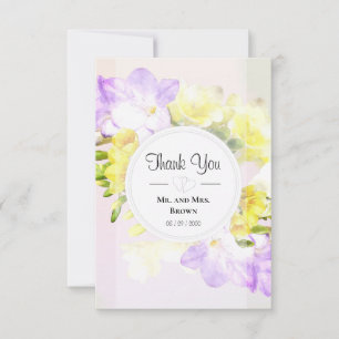 Watercolor Freesia Flowers Bröllop Tack Kort