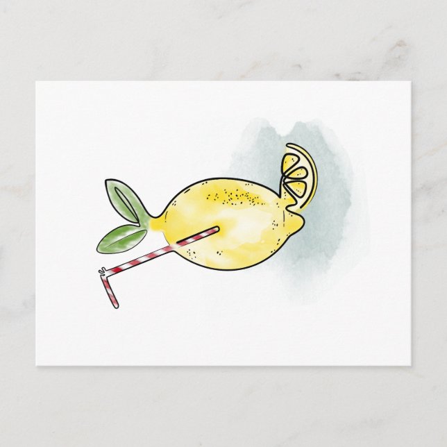 Watercolor Fresh Lemon Vykort (Framsida)