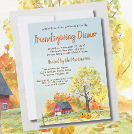 Watercolor Friendsgiving Thanksgiving Dinner Inbjudningar