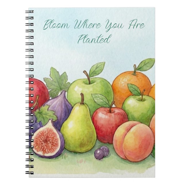 Watercolor Fruit Abundance, Tu Bishvat Background Anteckningsbok (Framsidan)
