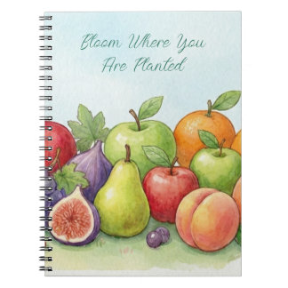 Watercolor Fruit Abundance, Tu Bishvat Background Anteckningsbok