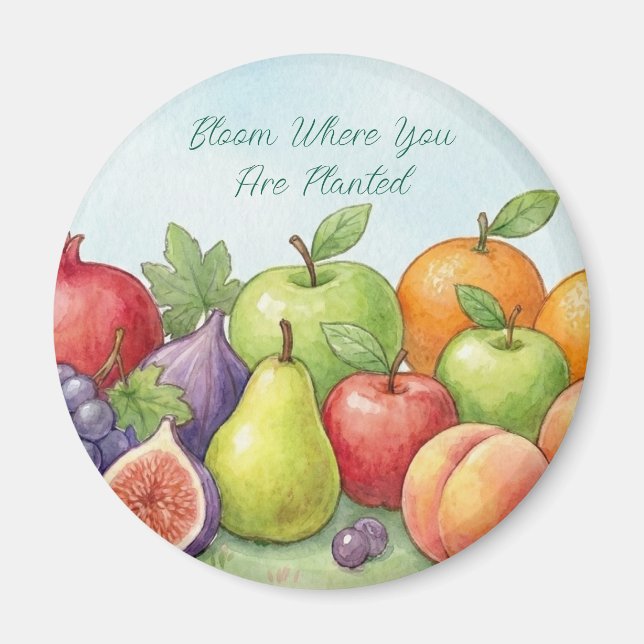Watercolor Fruit Abundance, Tu Bishvat Background Magnet (Framsidan)