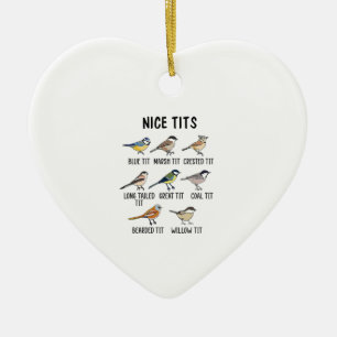 Watercolor Funny Bird Älskare Julgransprydnad Keramik