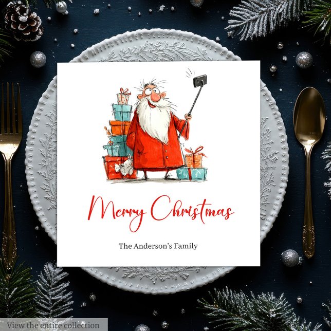 Watercolor Funny Santa Custom Christmas Napkins Pappersservett (Watercolor Funny Santa Custom Christmas Napkins)