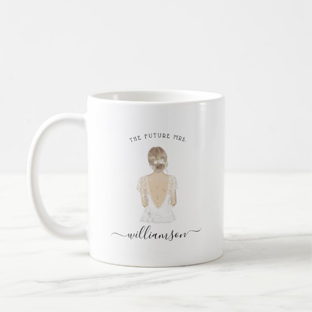 Watercolor Future Bride Namn | Monogram Mugg (Vänster)