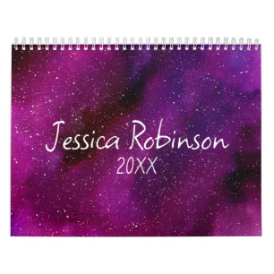 Watercolor Galaxies lila rosa Anpassningsbar 2025 Kalender