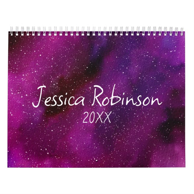 Watercolor Galaxies lila rosa Anpassningsbar 2025 Kalender (Omslag)