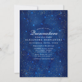 Watercolor Galaxy Cosmic Stars Starry Quinceañera Inbjudningar
