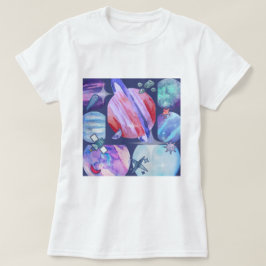 Watercolor Galaxy Patchwork T Shirt