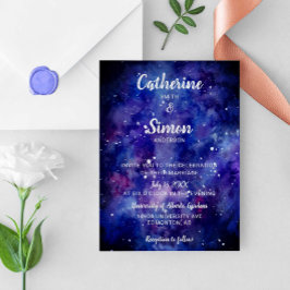 Watercolor Galaxy Starry Night Hand Lettering Inbjudningar