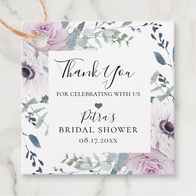 Watercolor Garden Blommigt Ram Gåvor Etiketter (Framsida)