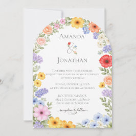 Watercolor Garden Flower Wedding Invitation Inbjudningar