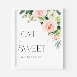 Watercolor Garden Flowers Bröllop Kärlek är Sweet Poster