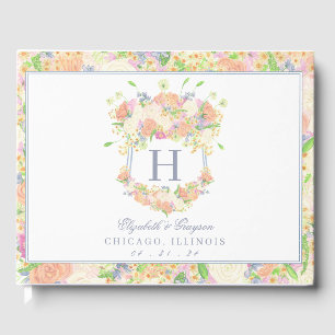 Watercolor Garden Party Blommigt Bröllop Vapensköl Gästböcker