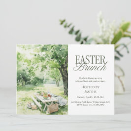 Watercolor Garden Picnic Easter Brunch Elegant  Inbjudningar