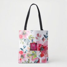 Watercolor Garden Ro, Ombre Red+Monogram