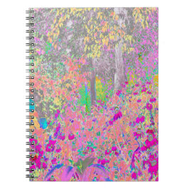 Watercolor Garden Sunrise med Lila blommor Anteckningsbok