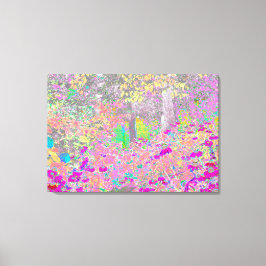 Watercolor Garden Sunrise med Lila blommor Canvastryck