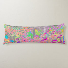 Watercolor Garden Sunrise med Lila blommor Kroppskudde