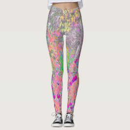Watercolor Garden Sunrise med Lila blommor Leggings