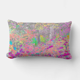 Watercolor Garden Sunrise med Lila blommor Lumbarkudde