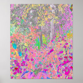 Watercolor Garden Sunrise med Lila blommor Poster