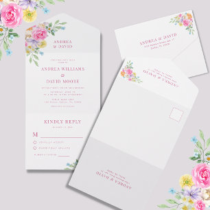 Watercolor Garden Tea Party Blommigt Blommar Bröll