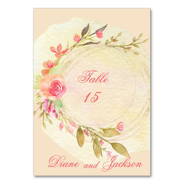 Watercolor Garden WedWedding Bordsnummer (Framsidan)