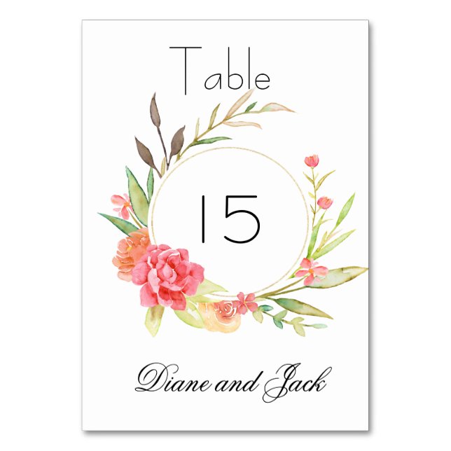 Watercolor Garden WedWedding Bordsnummer (Framsidan)