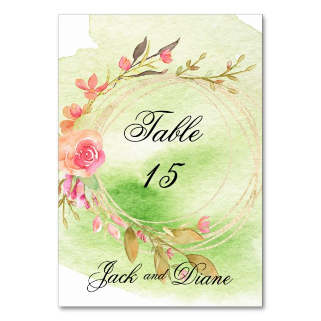 Watercolor Garden WedWedding Bordsnummer (Baksidan)
