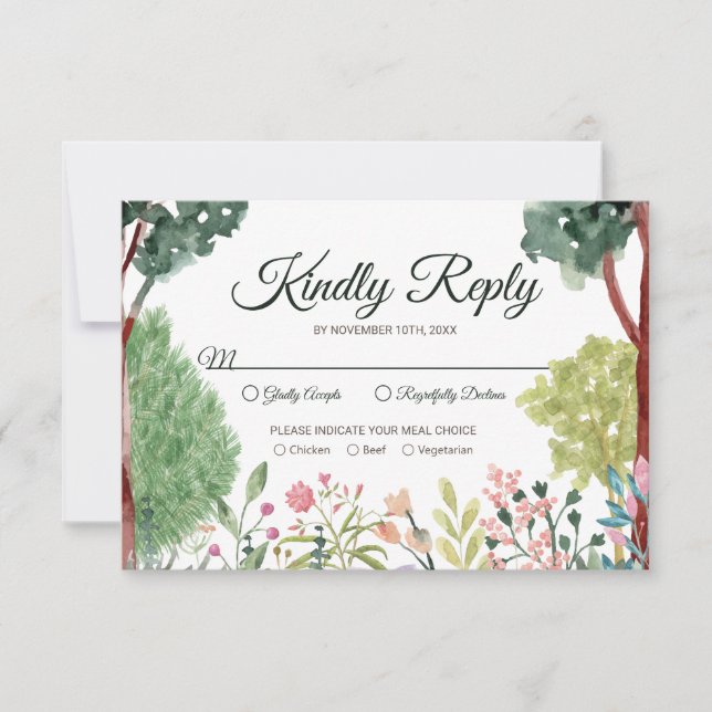 Watercolor Garden WedWedding OSA kort (Framsida)