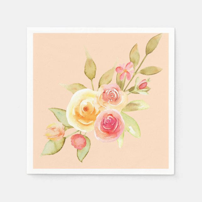 Watercolor Garden WedWedding Pappersservett (Framsidan)