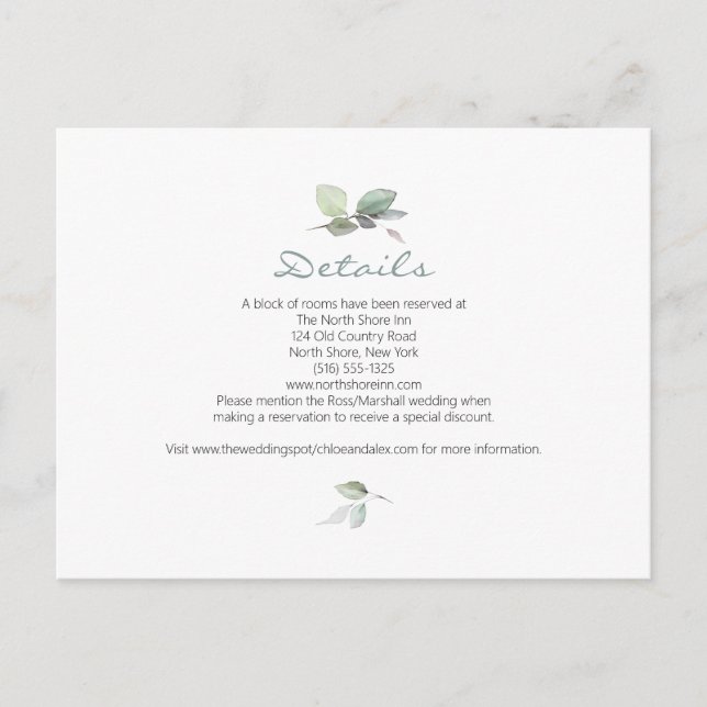 Watercolor Garden WedWedding Vykort (Framsida)