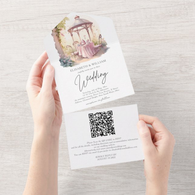 Watercolor Garden WedWedOsa QR-kod (Avrivbar del)