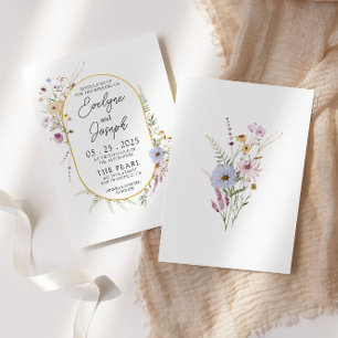 Watercolor Garden Wildblommor Boho Modern Bröllop Inbjudningar