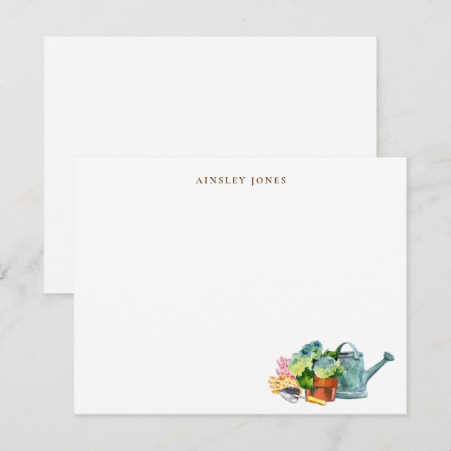 Watercolor Gardening Tools  Tack Kort (Fram/baksida)