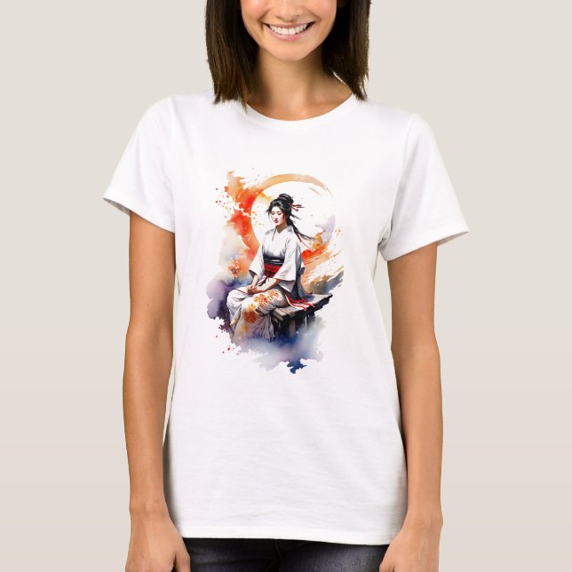 Watercolor Geisha T Shirt (Framsida)