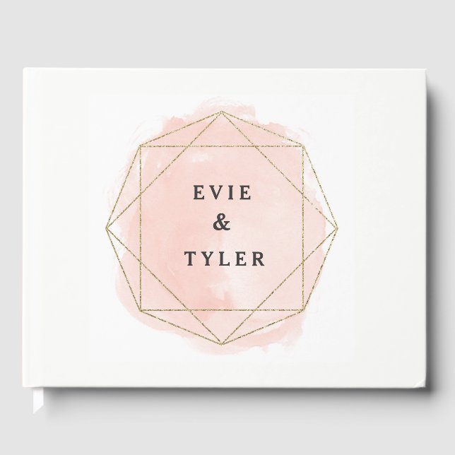 Watercolor gem bröllop gäst bok faux glitter (Framsida)