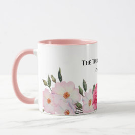 Watercolor Gentle Rosa Vit ros Illustration Mugg
