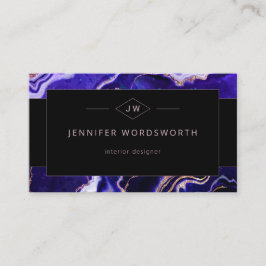 Watercolor Geode Modern Geometric Lila Black Visitkort