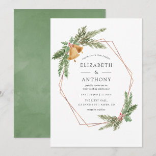 Watercolor Geometric Holly Jolly Bröllop Inbjudningar