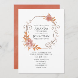 Watercolor Geometric Terracotta Bröllop Inbjudningar