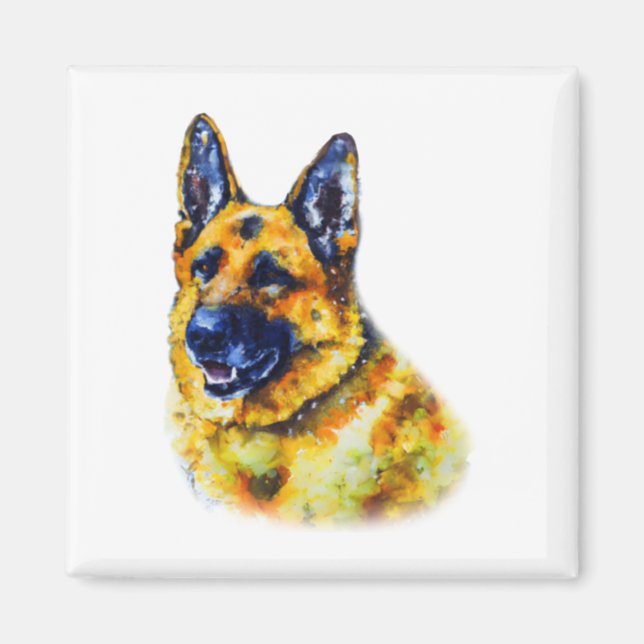 Watercolor German Shepherd Magnet (Framsidan)