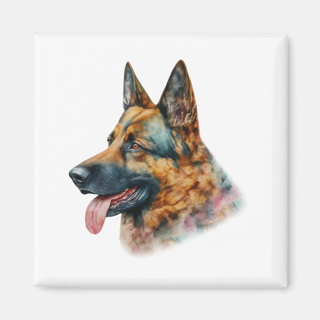Watercolor German Shepherd Magnet (Framsidan)